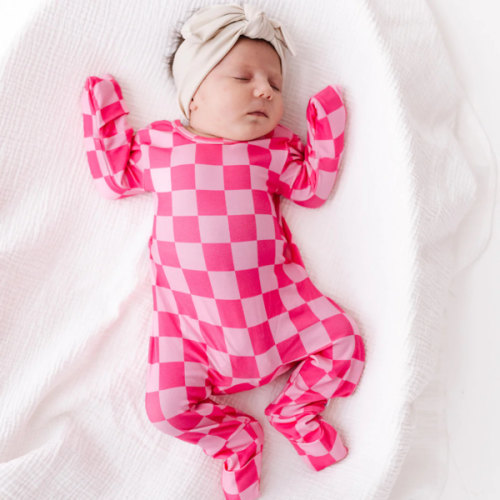 Bubble Gum Check Day to Night Romper Luxe Edition | Cotton Bamboo Blend
