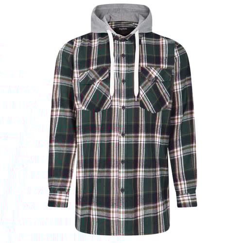 Bigdude Hooded Flannel Checked Shirt Green