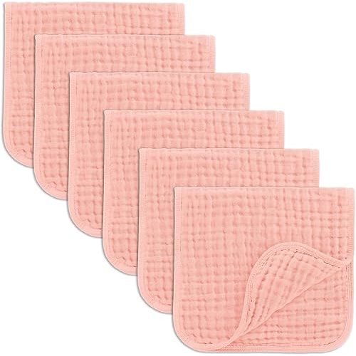 Comfy Cubs Muslin Burp Cloths 20" x 10", Pack of 6 - Large, 6-Layer, Ultra Absorbent 100% Cotton for Baby Drool and Messes - Soft, Safe & Gentle Baby Burp Cloths Set for Boys & Girls - Lace
