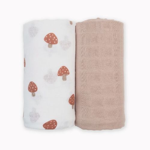 Cotton Swaddle 2 Pack Mushroom & Sand