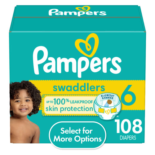 Pampers Swaddlers Diapers, Size 6, 108 Count (Select for More Options)