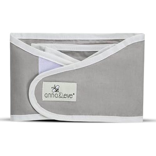 Anna & Eve® Baby Swaddle Strap for Newborns and Infants - 100% Cotton, No Overheating - The Original Arms Only - Adjustable Small Size Swaddle, Fits Chest 13.5" to 17" - Grey