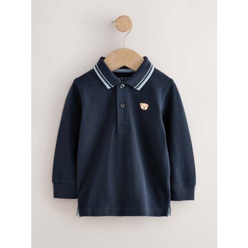 Navy Long Sleeve Polo Shirt (3mths-7yrs)