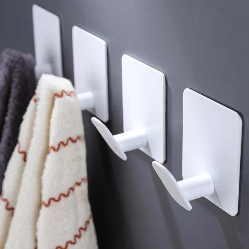 DELITON Adhesive Hooks - 4 Pack Towel/Coat Hooks Wall Hook Stick on Bathroom or Kitchen (Matte Black, Stainless Steel)