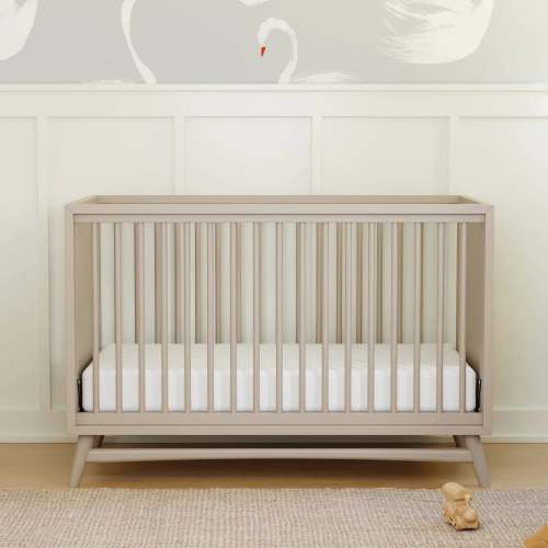 Peggy Mid-Century 3-in-1 Convertible Crib with Toddler Bed Conversion Kit - Taupe