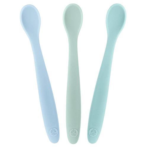 WeeSprout Silicone Baby Spoons - First Stage Infant Feeding Utensils With Soft-Tip, Bendable Kitchenware for Parent & Self-Feeding, Ultra-Durable, Dishwasher Safe, Travel Case, Set of 3