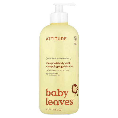 ATTITUDE Baby Leaves Science, Shampoo & Body Wash, Pear Nectar, 16 fl oz (473 ml)