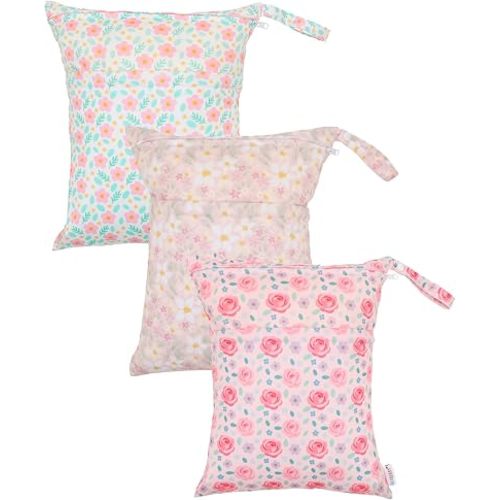 ALVABABY Wet Dry Bag 3pcs Two Pockets Travel Storage Bags Cosmetic Bags Handbags Wash Bags Beach Pool Daycare Soiled Baby for Swimsuits or Wet Clothes 3L-ZM40-CA