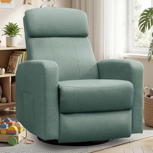 Power Swivel Recliner Chairs for Adults, Electric Glider Rocking Chair Nursery, Glider Recliner Nursery Chair with Classified Side Pocket, Nursery Rocking Chairs with USB and Type-C Ports