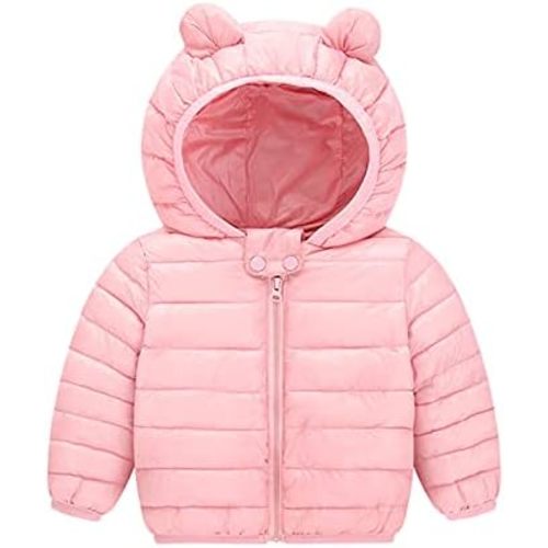 Toddler Winter Coat Baby Boys Girls Cute Bear Ears Hooded Lightweight Puffer Down Jacket Warm Outwear Clothes 1-5Years