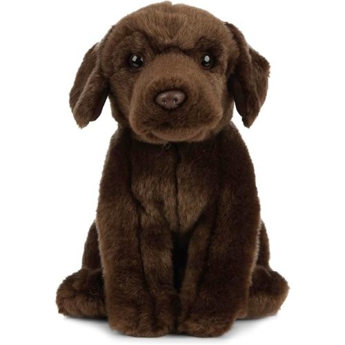 Living Nature Chocolate Labrador Stuffed Animal | Fluffy Dog Animal | Soft Toy Gift for Kids | 8 inches