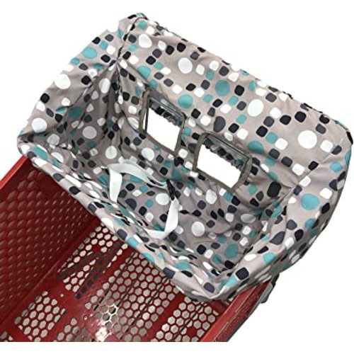 Portable Shopping Cart Cover, High Chair and Grocery Cart Covers for Babies, Kids, Infants & Toddlers, Attached Carry Bag (Simple Blue Dot)