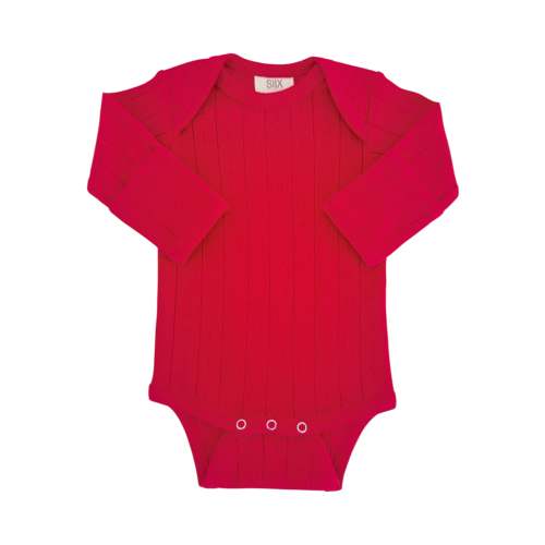 Red / Organic Pointelle Long Sleeve Bodysuit