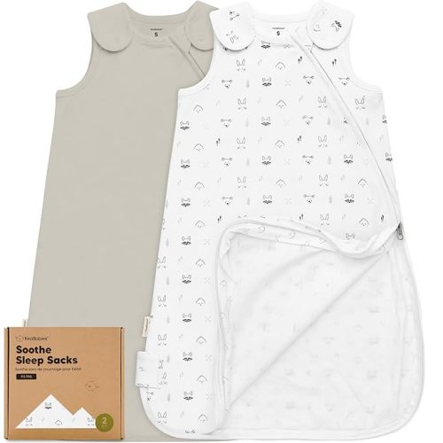 2-Pack Organic Baby Sleep Sacks, 100% Cotton - Soft & Breathable 0.5TOG Baby Wearable Blanket, Toddler Sleeping Sack 0-6 months, Easy to Wear Transitional Swaddles for Newborns, Infants (Nordic, S)