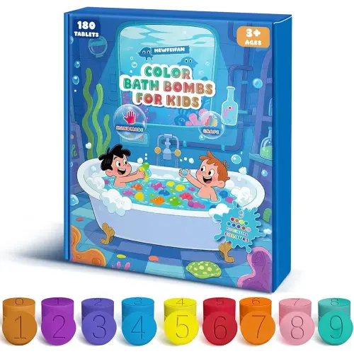 Bath Bombs for Kids, Boys & Girls Valentines Day Gifts Set, 180 Mini Color Tablets in 9 Bright Colors for Creative Bathtub Art Bath Toys Fun Colorful Bath Scientific Experiment for Boys Girls 3-12