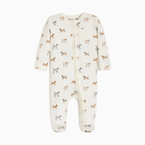 Tiny Kind Organic Cotton Printed 2-Way Zip Footie - Puppy Parade, Nb