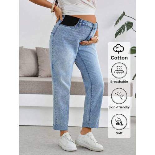 SHEIN Maternity Casual Versatile Everyday Denim Jeans Summer Fall Festival Beach Party Elegant Graduation Going Out Casual Mom Jeans | SHEIN USA