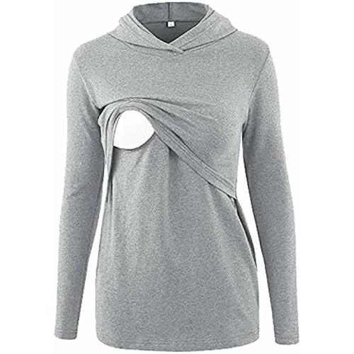 Clearance Sale ! Maternity Hoodie Tops Pregnant Women's Autumn Winter Blouse Nursing Breastfeeding Shirts - Medium - Gray 1