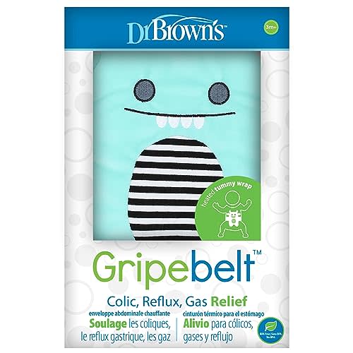 Dr. Brown’s Gripebelt for Colic Relief, Heated Tummy Wrap, Baby Swaddling Belt for Gas Relief, Natural Relief for Upset Stomach in Babies and Toddlers, Blue Monster, 3m+