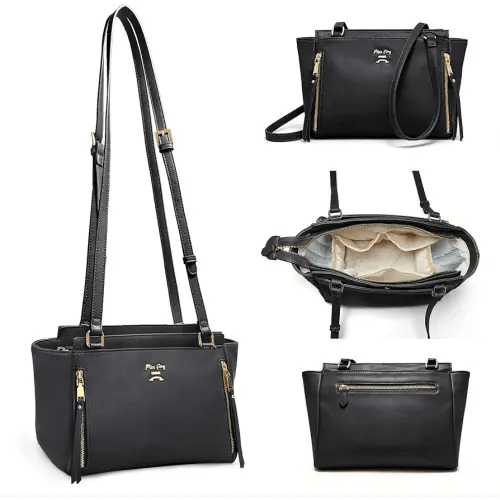 miss fong Small Diaper Bag Crossbody Diaper Bags, Diaper Bag Purse, Diaper Clutch with 7 Pockets,2 Insulated Pockets and Adjustable Shoulder Strap(Black)