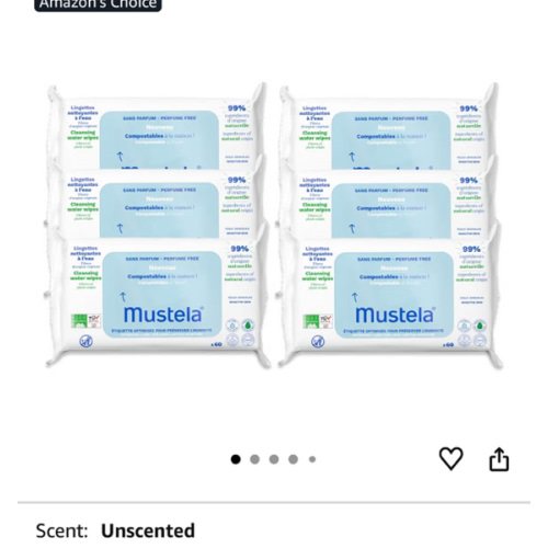 Mustela Baby Home Compostable Cleansing Wipes - For Face, Body & Diaper Area - 99% ingredients of natural origin & plant-based fibers - For all skin types - Fragrance Free Version & Various Sizes