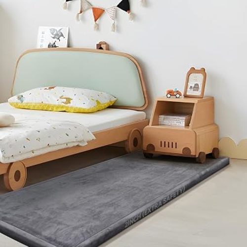 Huloo Sleep 2" Thick Play Mat for Babies Toddlers, Dark Gray, 28"x72"
