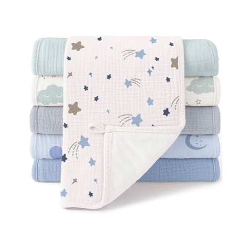 Bearmoss 100% Cotton Muslin Burp Cloths Sets 6 Pack 20x10inch Large Burping Clothes Extra Soft Absorbent for Newborn Unisex Baby Girls and Boys (Bluesky) : Amazon.com.au: Home