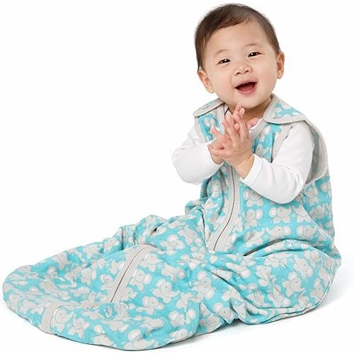 Baby Deedee Sleep Nest Lite, Sleeping Bag Sack - Teal Elephant, M (6-18 Months)
