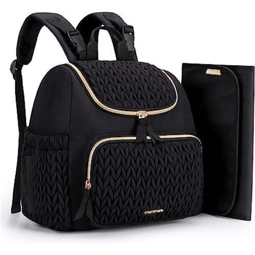 mommore Diaper Bag Small Diaper Backpack Stylish Baby Backpacks Travel Mini Maternity Bags with Insulated Pockets, Changing Pad, Stroller Straps