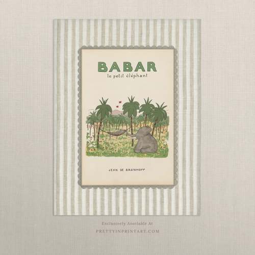 Babar Elephant Nursery Art – Vintage Baby Room Print for Boys & Girls | Pretty in Print Art
