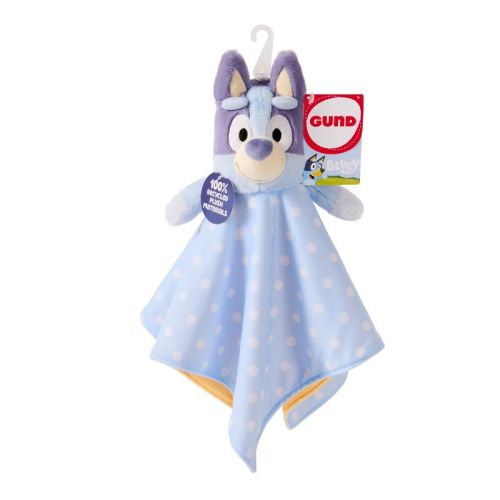 GUND Sustainably Soft Plush Lovey, Baby Blanket with Stuffed Animal 13” Learning Toy - Bluey