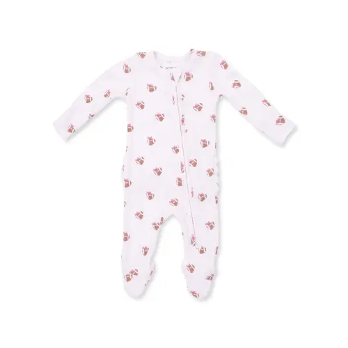 Ribbed 2-Way Ruffle Zip Footie, Mini Football Hearts