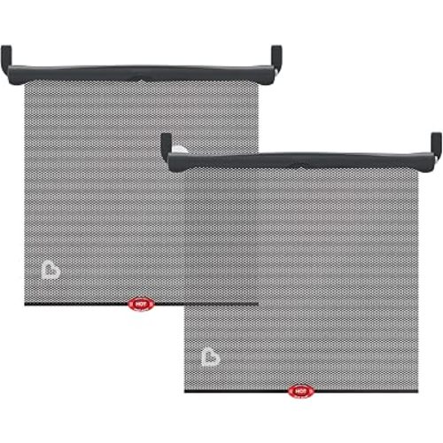 Munchkin Brica Sun Safety Car Window Shade with Heat Alert, Helps Block UVA/UVB Rays, 2 Pack, Black