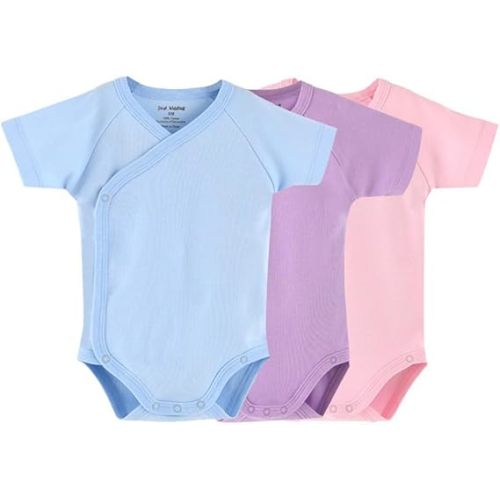 Baby Boys Girls Short Sleeves Kimono Clothes Cotton Baby Side-Snap Bodysuit Pack of Baby Layette Set