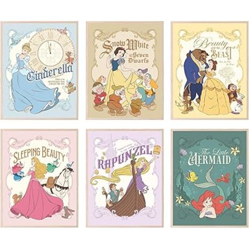 BigWig Prints Disney Princess Poster Set - Disney Princess Room Decor, Disney Princess Wall Decor For Girls Bedroom, Girl Nursery Wall Decor, Disney Princess Wall Art - Unframed Set Of 6 (8x10”)