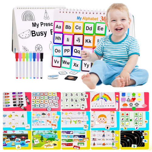 2PCS My Preschool Busy Book, Preschool Learning Activities-Toddler Busy Book for Kids,Toddler Busy Book , Preschool Learning Activities,Education Workbook Activity Binder Learning Toys for Toddlers