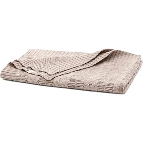 BOLL & BRANCH Cable Knit Baby Blanket - Dusty Rose - Toxin-Free 100% Organic Cotton - Machine-Washable - Soft, Breathable - 30” x 40”