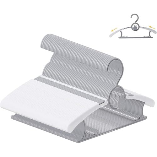 50 Pack Baby Hangers, Non-Slip Kids Hangers, 11"-14" Adjustable Infant Hanger, Space Saving Plastic Hanger for Girl Boy Toddler Kids Child (Grey)