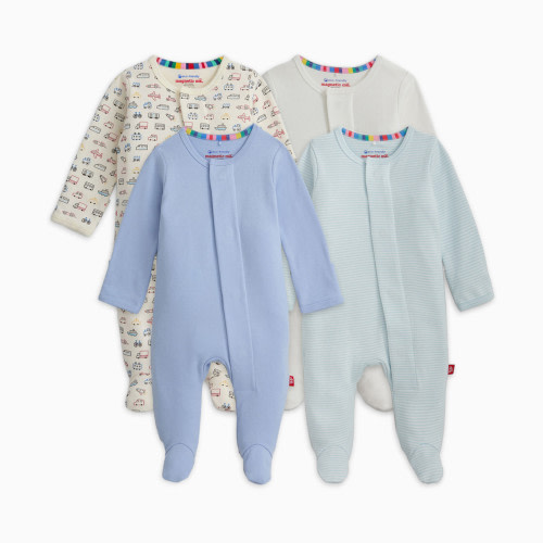 Magnetic Me Organic Cotton Magnetic 4-Pack Footie - On The Go Multi, 3 -6 M