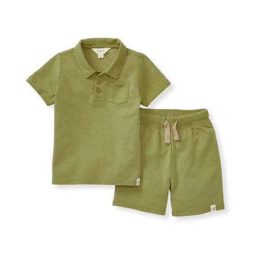 Organic Cotton Green Baby Boy Polo & Shorts Set – Burt's Bees Baby