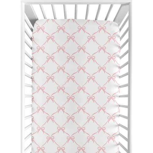 Sweet Jojo Designs Bow for Ballerina and Ballet Bows Collection Girl Fitted Crib Sheet