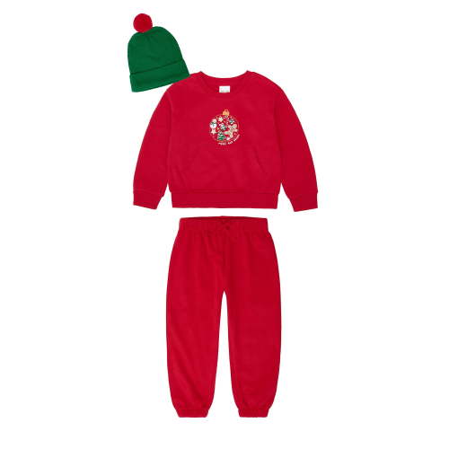 Joyful Moments Toddler Unisex Holiday Ornaments Sweatshirt, Jogger and Beanie, 3-Piece Set, Sizes 12M-5T