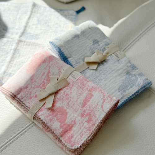 Cotton Toile De Jouy Swaddle: Baby Bib, Handkerchief, Cloth Napkin