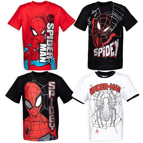 Marvel Spider-Man Boys' 4-Pack Short Sleeve Tees Toddler to Big Kid