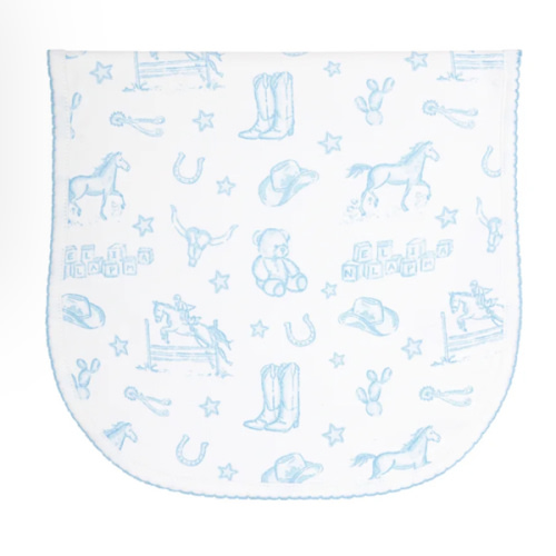 Blue Lone Star Toile Burp Cloth