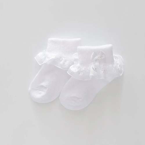 Ribbon Lace Socks With White Bow