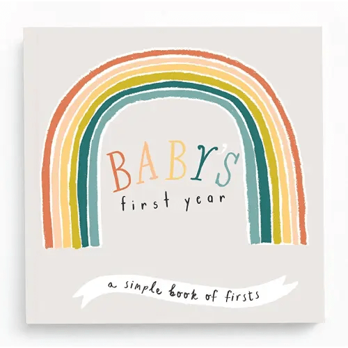 Lucy Darling Baby Memory Book – Little Rainbow | First 5 Years Journal & Photo Album | Gender-Neutral Milestone Keepsake for Baby Boy or Girl | New Mom Gift