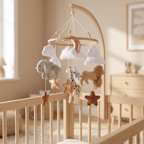 Safari Baby Mobile Crib, Jungle Animal Nursery Mobile, Neutral Baby Mobile, Montessori Crib Mobile, Lion Elephant Giraffe, Baby Shower Gift