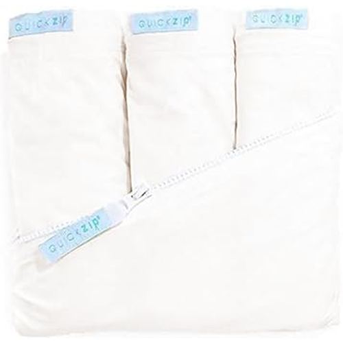 QuickZip Crib Sheet Set - Faster, Safer, Easier Baby Crib Sheets - Includes Ivory Wraparound Base & 3 Zip-On Crib Sheets – Ivory 100% Cotton - Fits All Standard Crib Mattresses