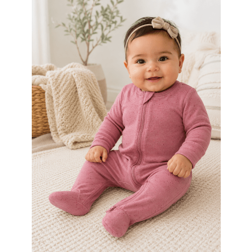 Mauve Speckle / 2-Way Zip Footie – SpearmintLOVE